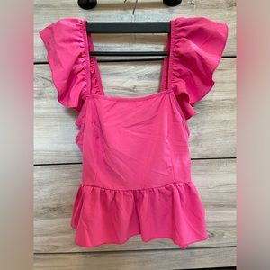 Hot pink ruffle top